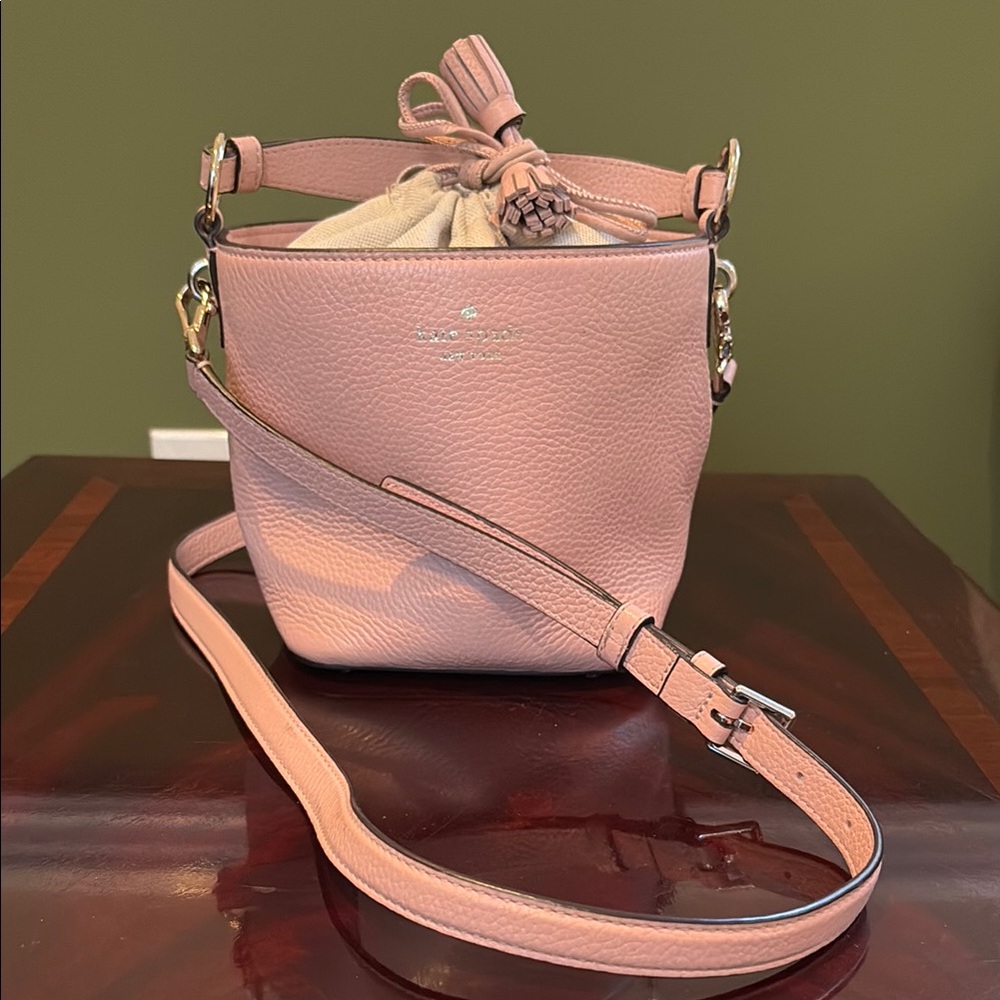 Kate Spade Pink Leather Drawstring Crossbody Bag